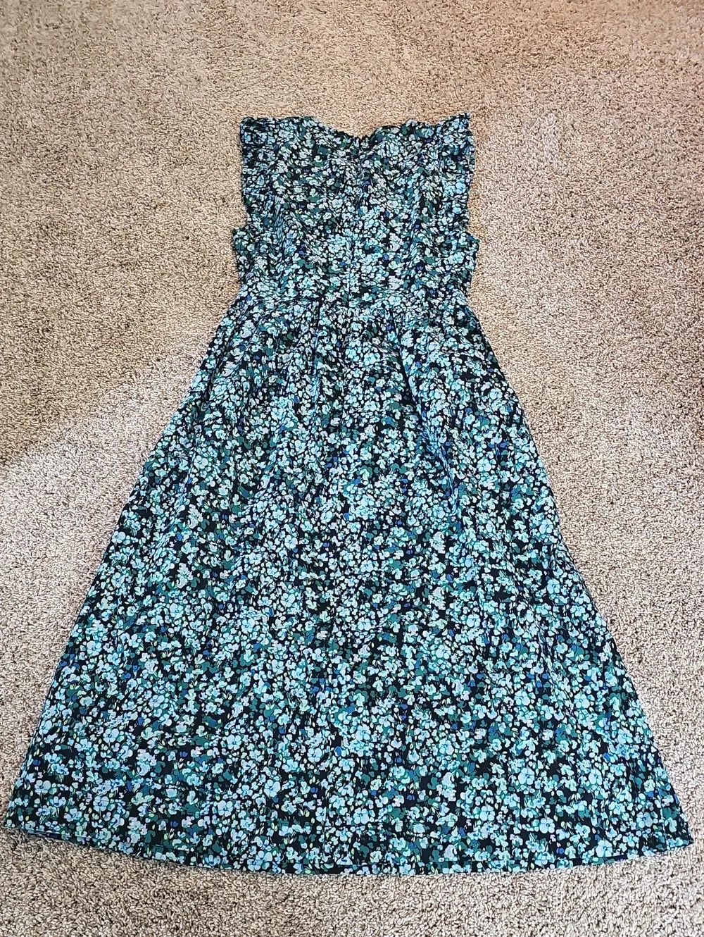 J.Crew Factory Cotton Poplin Smocked Flutter-Sleeve Midi Dress